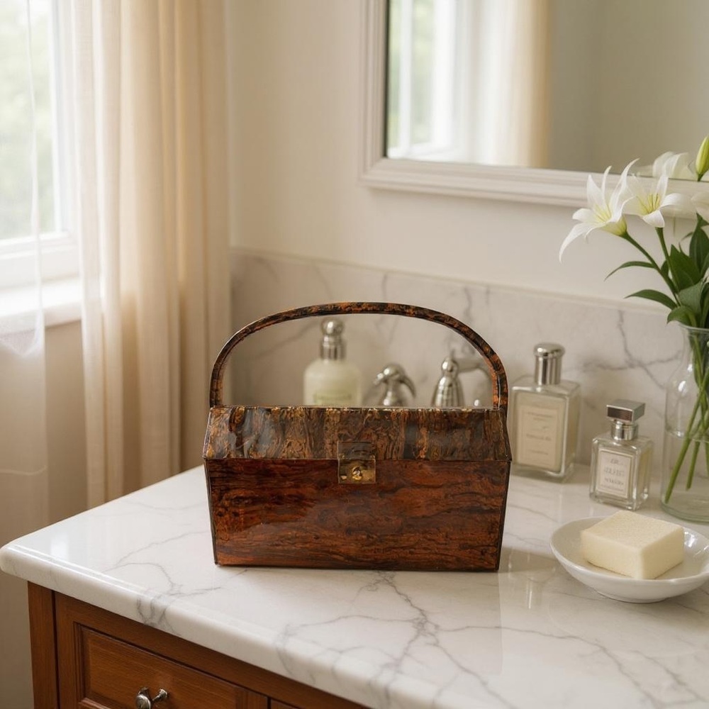 Vintage 50s Tortoiseshell Lucite Box Bag Acrylic Mini Purse Rare Mid Century - Picture 3 of 14